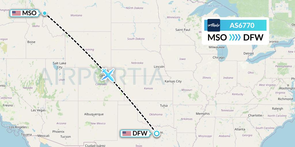 AS6770 Alaska Airlines Flight Map: Missoula to Dallas