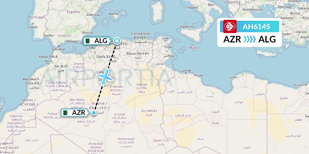 AH6145 Air Algerie Flight Map: Adrar to Algiers