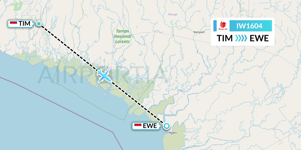 IW1604 Flight Status Wings Air: Timika to Ewer-Papua Island (WON1604)