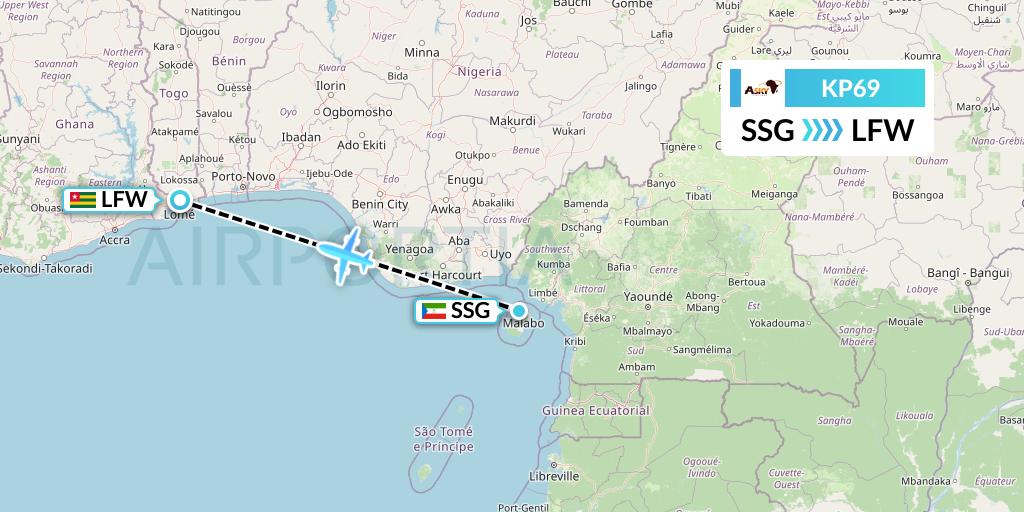 KP69 ASKY Flight Map: Malabo to Lome