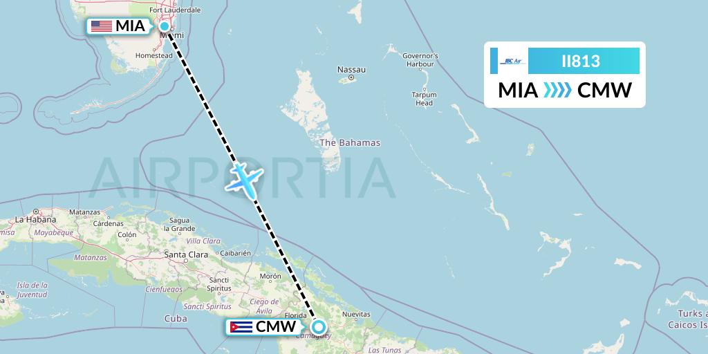 II813 IBC Airways Flight Map: Miami to Camaguey
