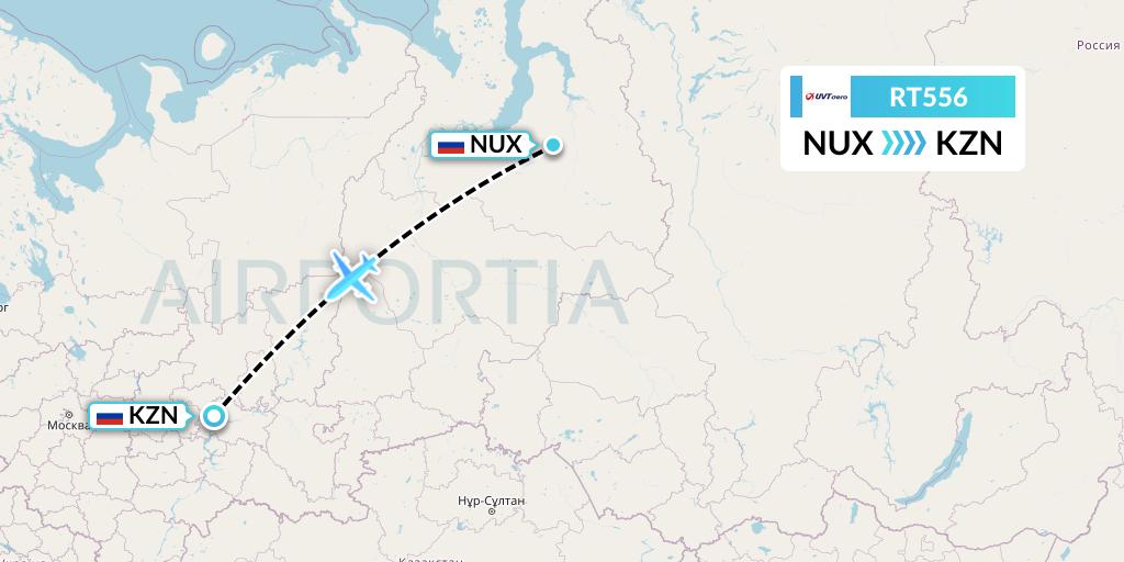 RT556 UVT aero Flight Map: Novy Urengoy to Kazan