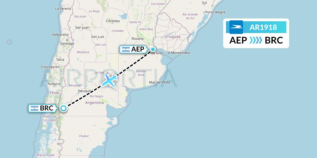 AR1918 Aerolineas Argentinas Flight Map: Buenos Aires to San Carlos de Bariloche