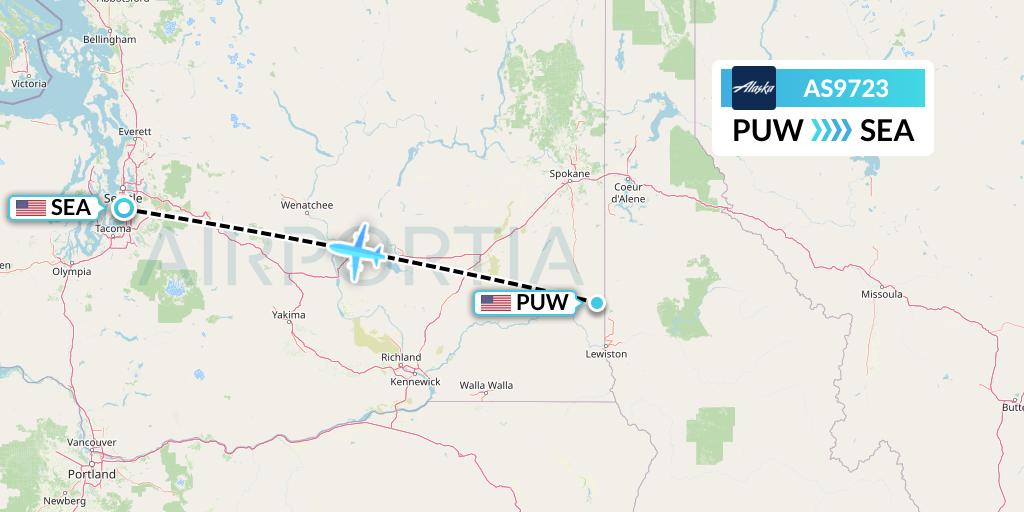 AS9723 Alaska Airlines Flight Map: Pullman to Seattle