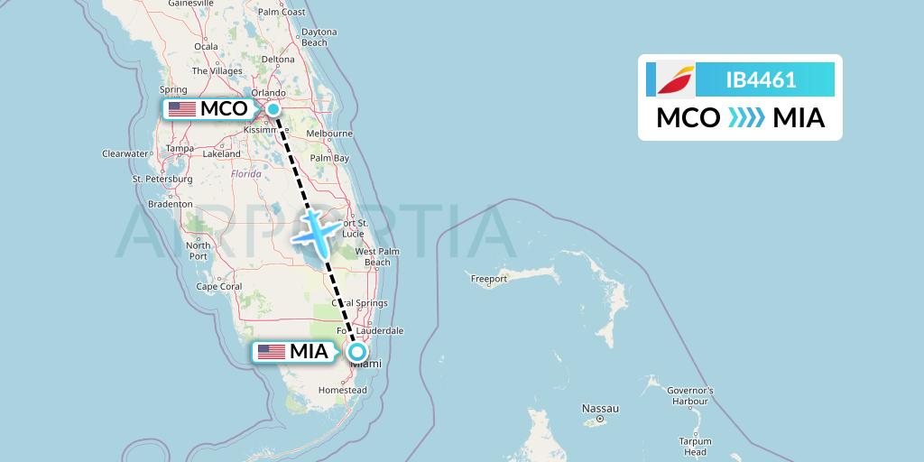IB4461 Iberia Flight Map: Orlando to Miami