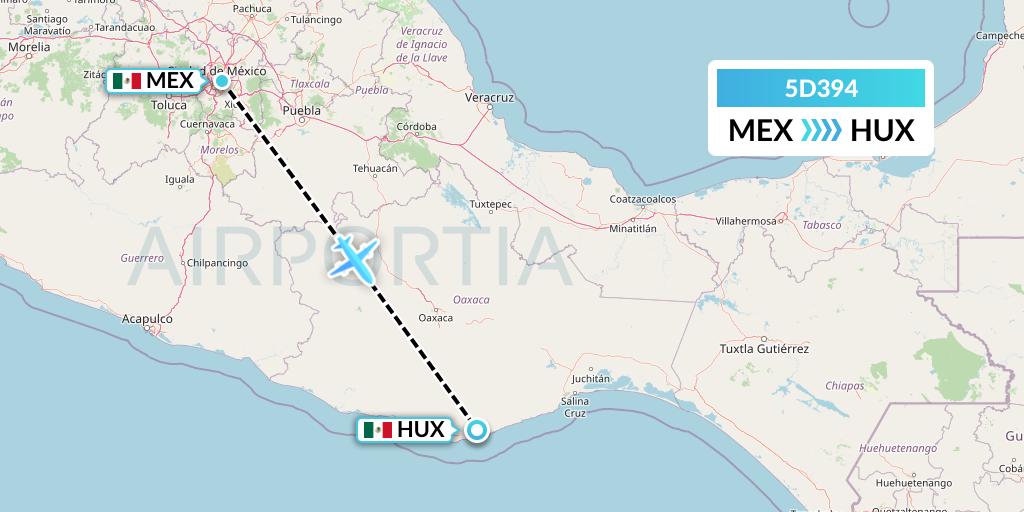 5D394 Aeromexico Connect Flight Map: Mexico City to Huatulco