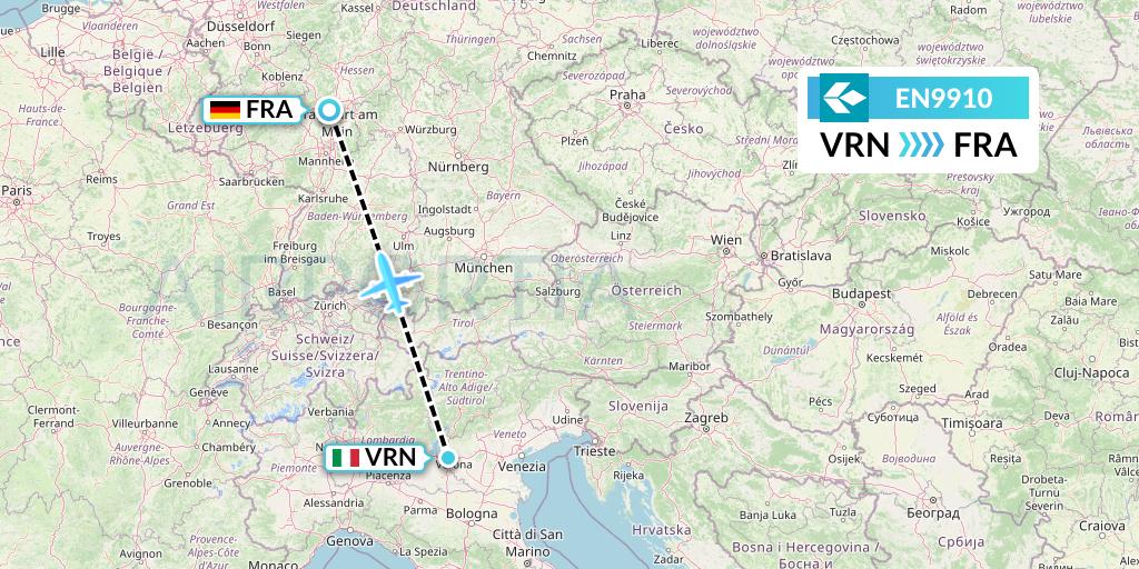 EN9910 Air Dolomiti Flight Map: Verona to Frankfurt