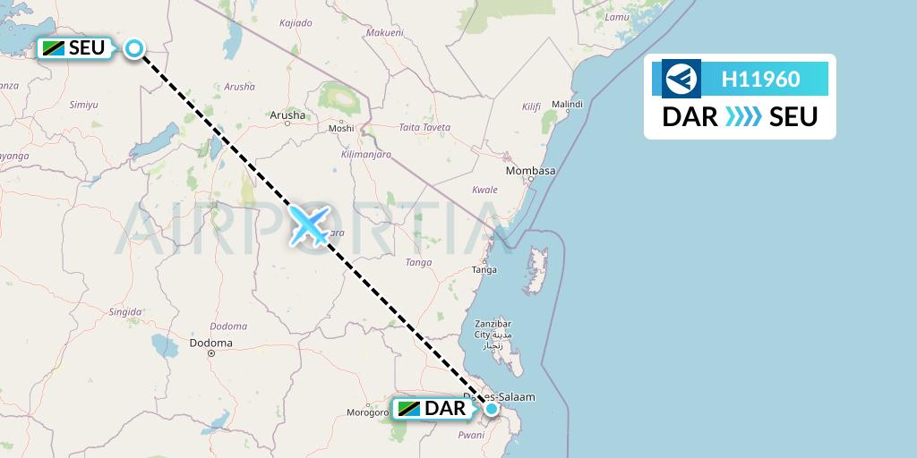 H11960 Hahn Air Systems Flight Map: Dar-es-Salaam to Seronera