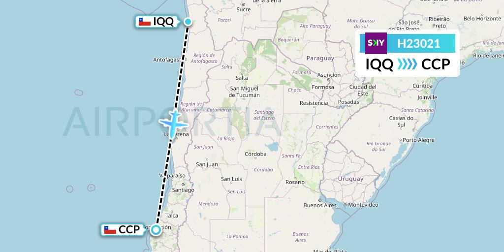 H23021 Sky Airline Flight Map: Iquique to Concepcion