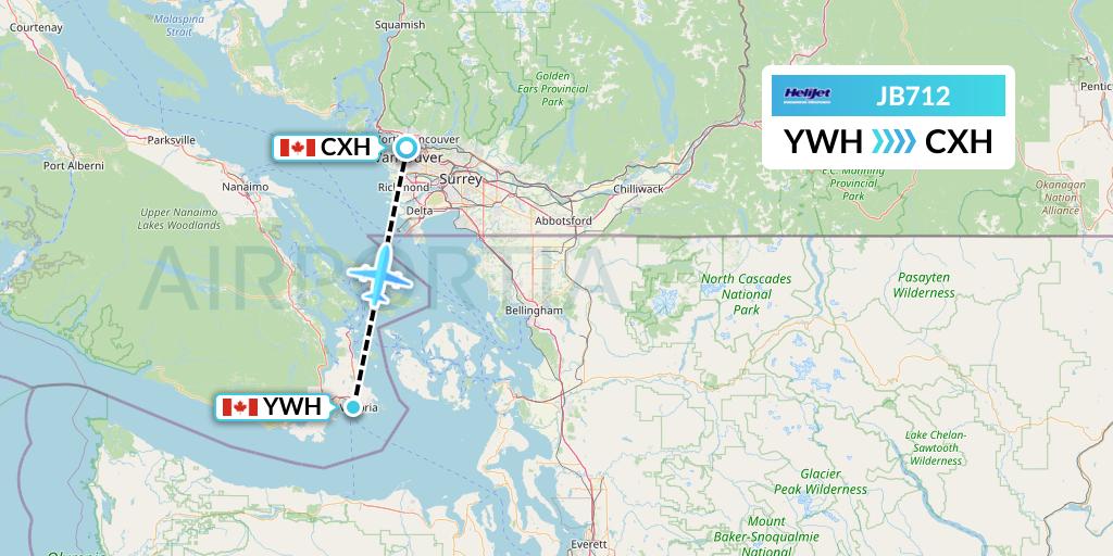 JB712 Helijet International Flight Map: Victoria to Vancouver