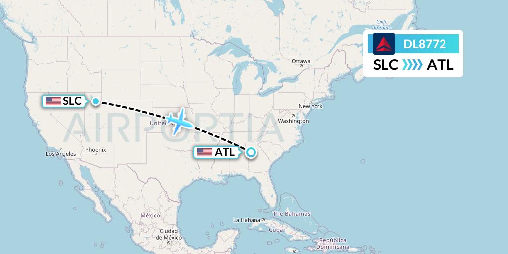 DL8772 Delta Air Lines Flight Map: Salt Lake City to Atlanta