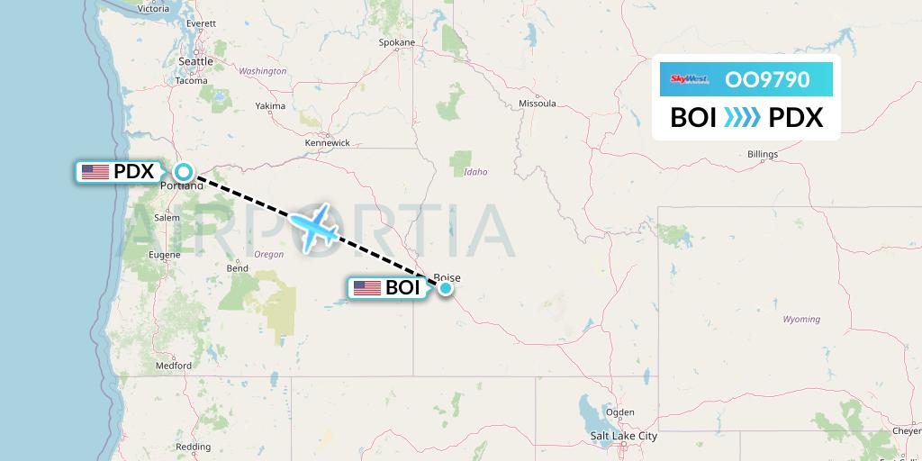 OO9790 SkyWest Airlines Flight Map: Boise to Portland