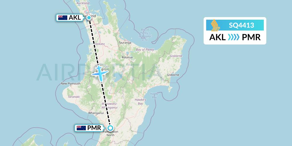 SQ4413 Singapore Airlines Flight Map: Auckland to Palmerston North