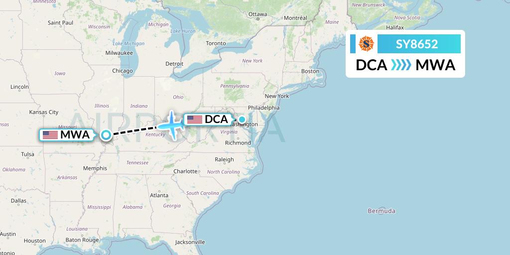 SY8652 Sun Country Airlines Flight Map: Washington to Marion