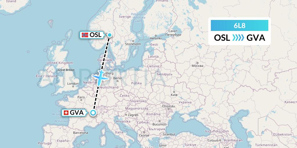6L8 Aklak Air Flight Map: Oslo to Geneva