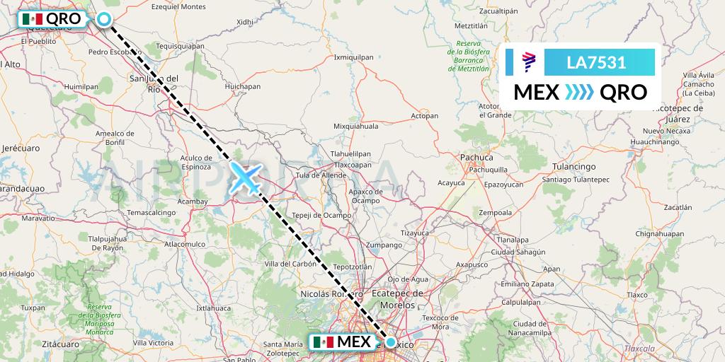 LA7531 Flight Status LAN Airlines Mexico City to Queretaro (LAN7531)