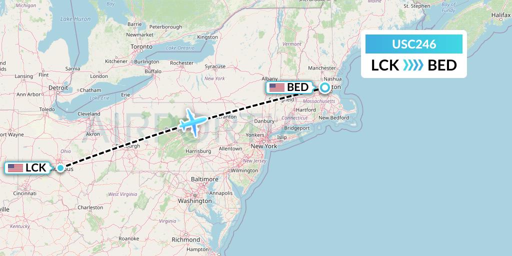 USC246 Airnet Express Flight Map: Columbus to Bedford