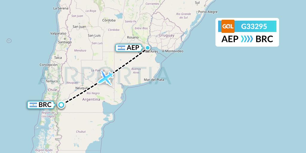 G33295 GOL Transportes Aeros Flight Map: Buenos Aires to San Carlos de Bariloche