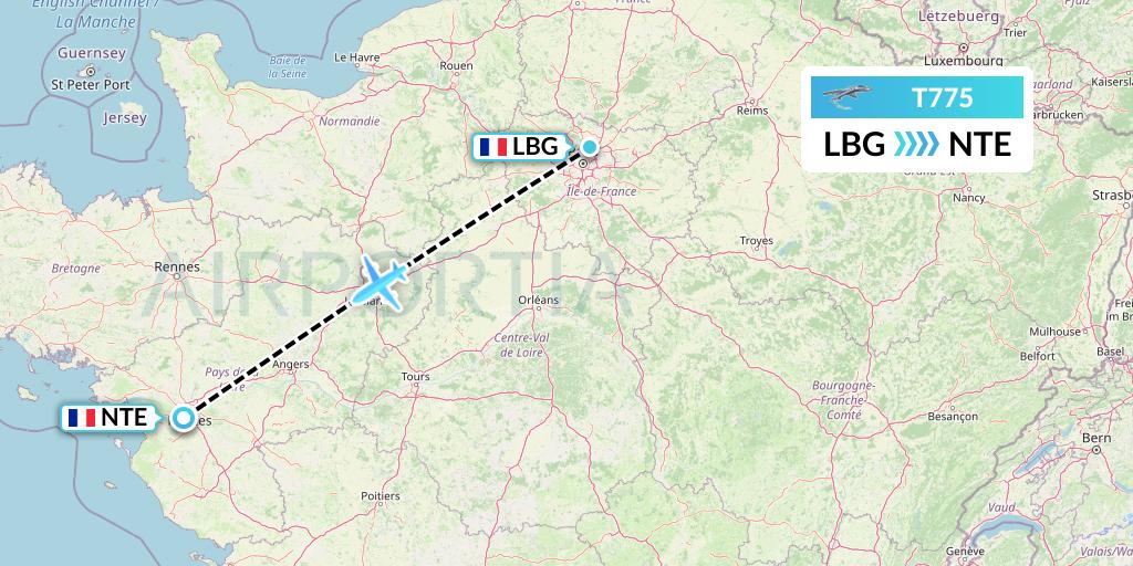 T775 Twin Jet Flight Map: Paris to Nantes