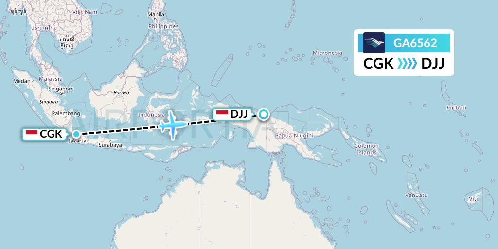GA6562 Garuda Indonesia Flight Map: Jakarta to Jayapura