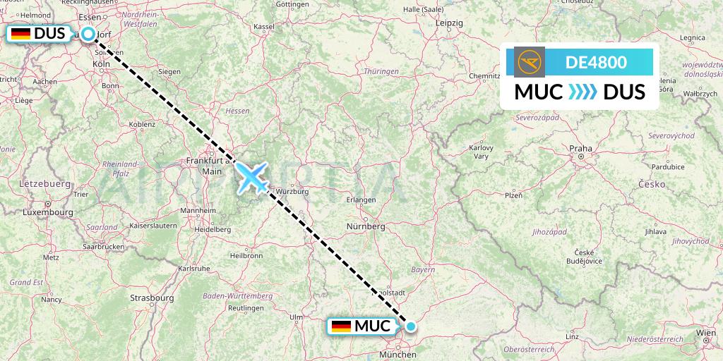 DE4800 Condor Flight Map: Munich to Dusseldorf