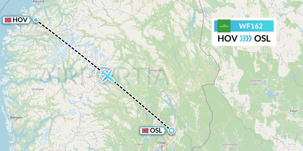 WF162 Wideroe Flight Map: Orsta Volda to Oslo