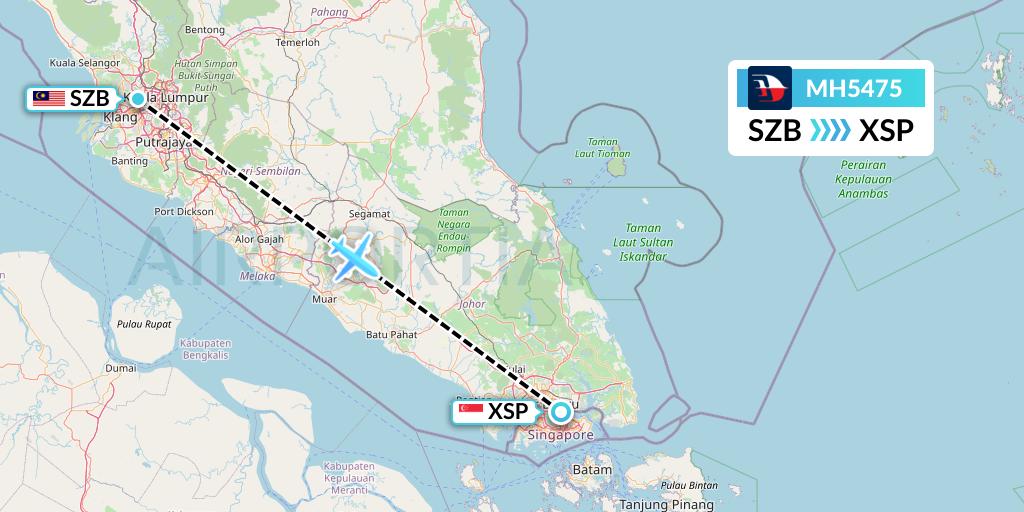 MH5475 Malaysia Airlines Flight Map: Kuala Lumpur to Seletar