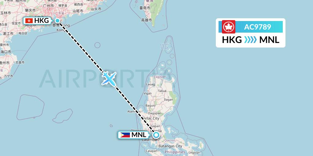 AC9789 Air Canada Flight Map: Hong Kong to Manila