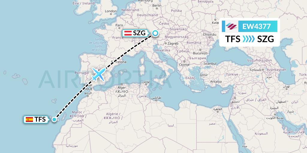 EW4377 Eurowings Flight Map: Tenerife to Salzburg