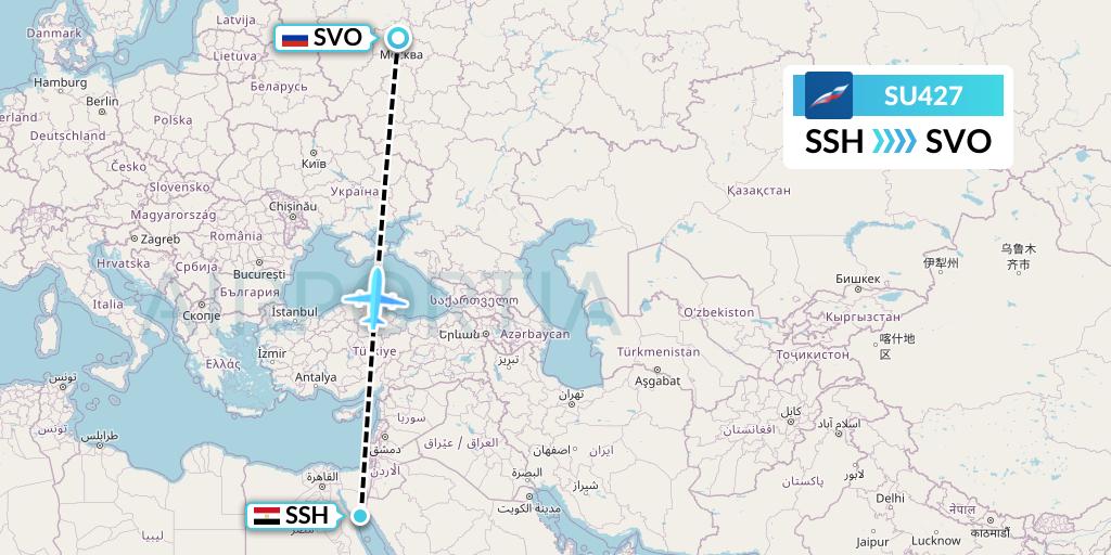 SU427 Aeroflot Flight Map: Sharm el-Sheikh to Moscow