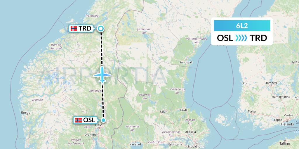 6L2 Aklak Air Flight Map: Oslo to Trondheim