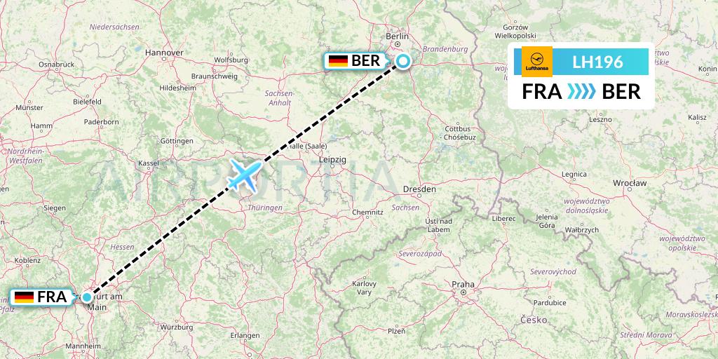 LH196 Lufthansa Flight Map: Frankfurt to Berlin