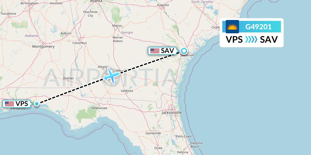 G49201 Allegiant Air Flight Map: Valparaiso to Savannah