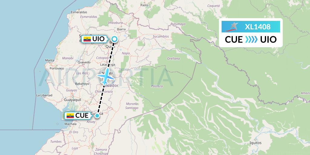XL1408 LATAM Airlines Ecuador Flight Map: Cuenca to Quito