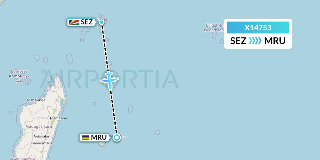 X14753 Nik Airways Flight Map: Victoria to Port Louis