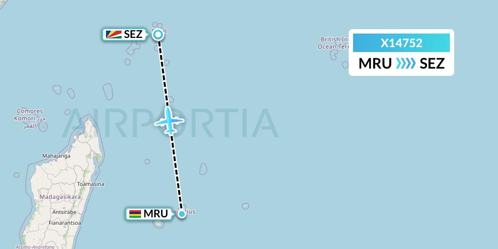 X14752 Nik Airways Flight Map: Port Louis to Victoria