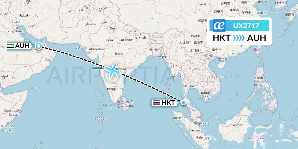 UX2717 Air Europa Flight Map: Phuket to Abu Dhabi