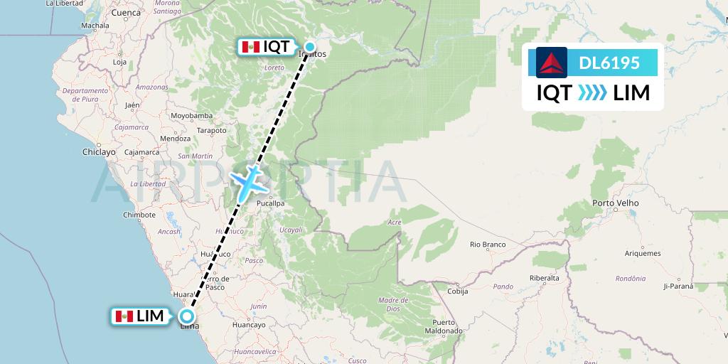 DL6195 Delta Air Lines Flight Map: Iquitos to Lima