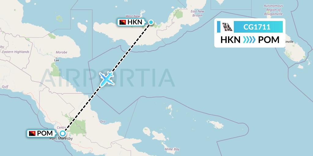 CG1711 Airlines PNG Flight Map: Hoskins to Port Moresby