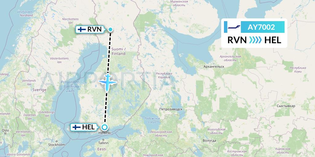 AY7002 Finnair Flight Map: Rovaniemi to Helsinki