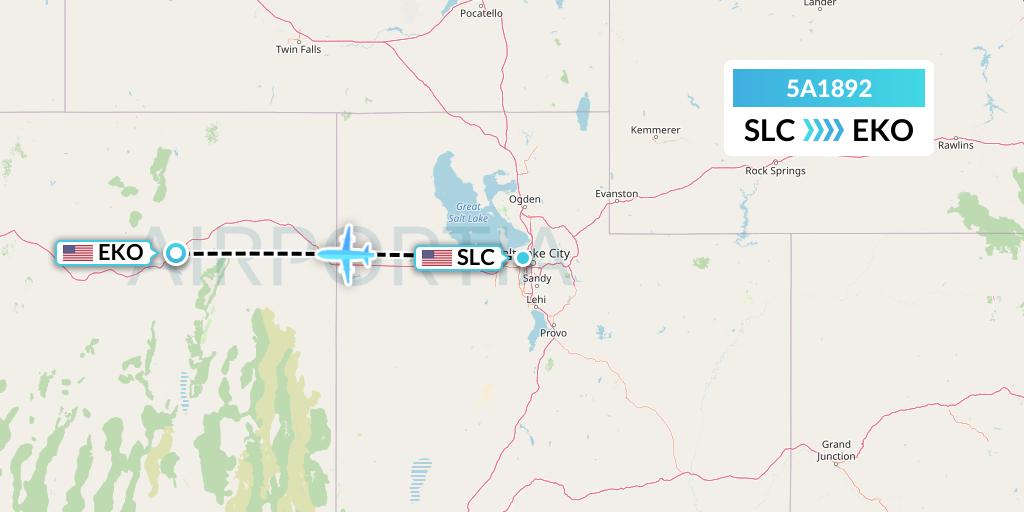 5A1892 Alpine Air Express Flight Map: Salt Lake City to Elko