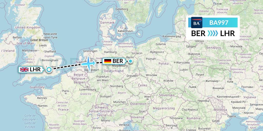 BA997 British Airways Flight Map: Berlin to London