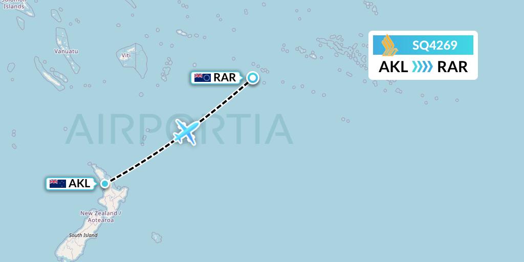 SQ4269 Singapore Airlines Flight Map: Auckland to Avarua
