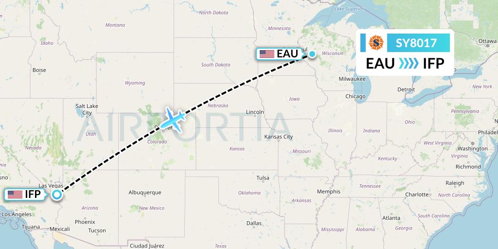 SY8017 Sun Country Airlines Flight Map: Eau Claire to Bullhead City