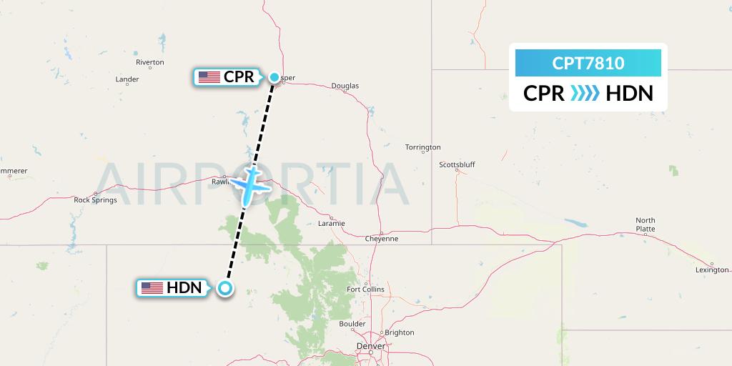 CPT7810 Corporate Air Flight Map: Casper to Hayden