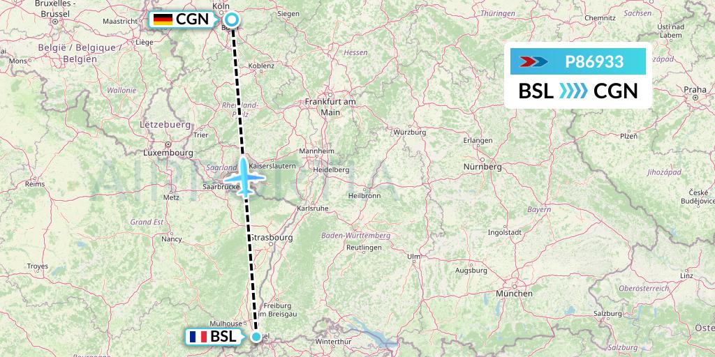P86933 Sprint Air Flight Map: Basel to Cologne