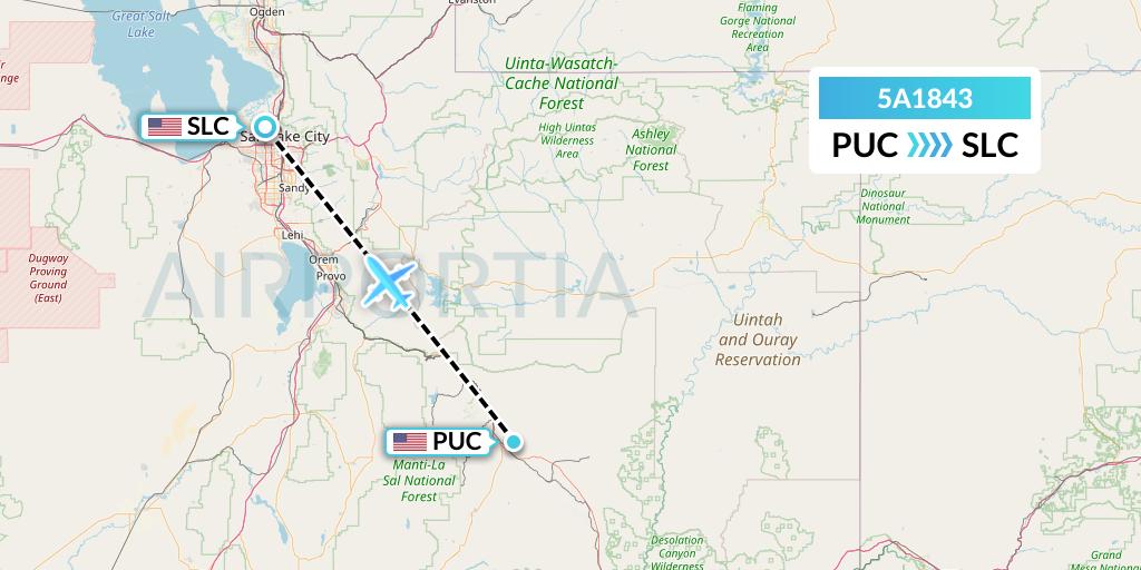 5A1843 Alpine Air Express Flight Map: Price to Salt Lake City