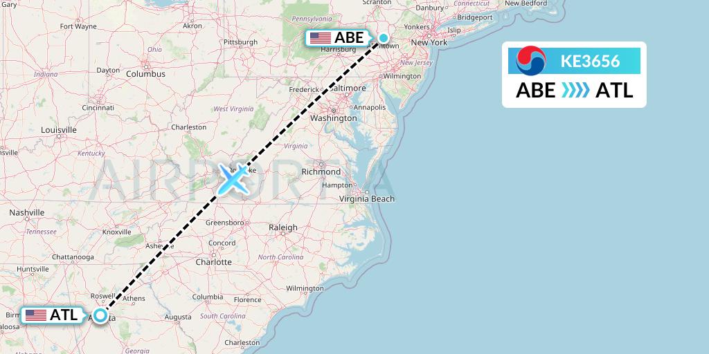 KE3656 Flight Status Korean Air Allentown to Atlanta (KAL3656)