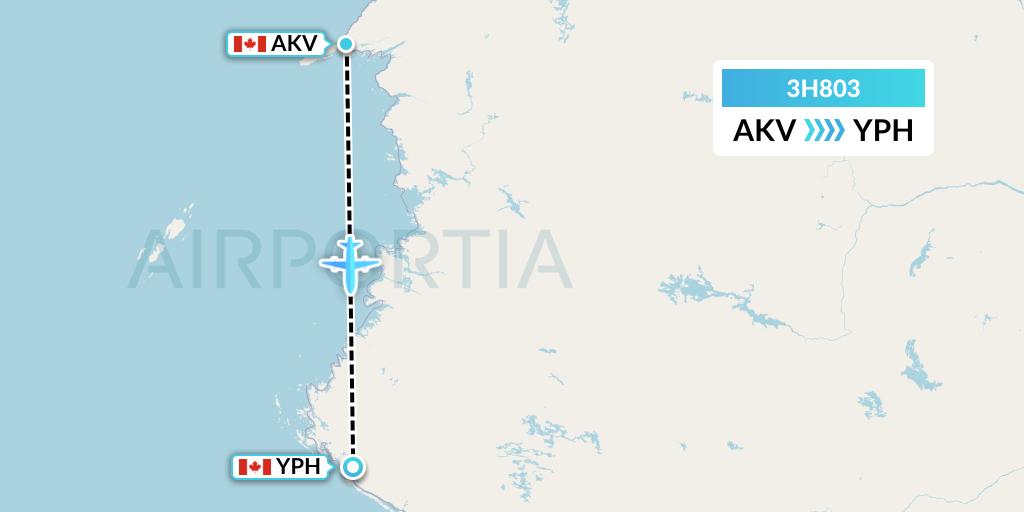 3H803 Air Inuit Flight Map: Akulivik to Inukjuak