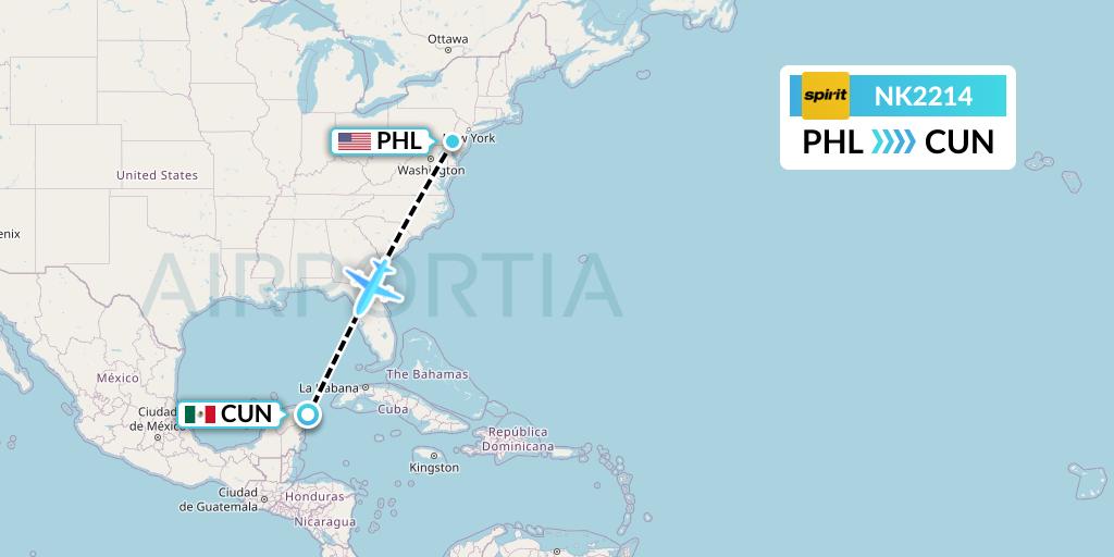 NK2214 Flight Status Spirit Airlines Philadelphia to Cancun (NKS2214)
